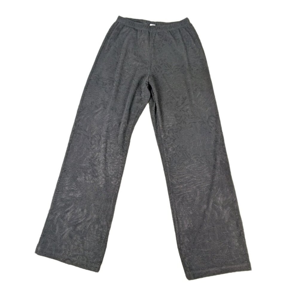 Vtg. Caribe USA Pants women's Medium textured semi sheer elastic waist relax Leg